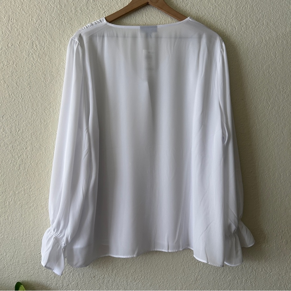 Alfani White Button-Front V-Neck Blouse - Picture 5 of 6